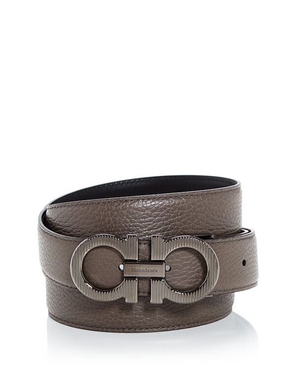 フェラガモ レディース 付属物 三尺帯 なめし革 FERRAGAMO Men\u0027s Gancini Reversible Leather Belt Concrete