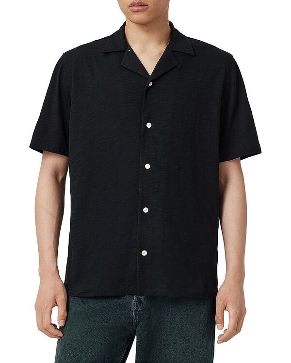 オールセインツ メンズ トップス シャツ リラックスフィット ALLSAINTS Robson Relaxed Fit Short Sleeve Camp Shirt Black ブラック