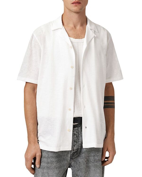 オールセインツ メンズ トップス シャツ リラックスフィット ALLSAINTS Robson Relaxed Fit Short Sleeve Camp Shirt Off White オフホワイト