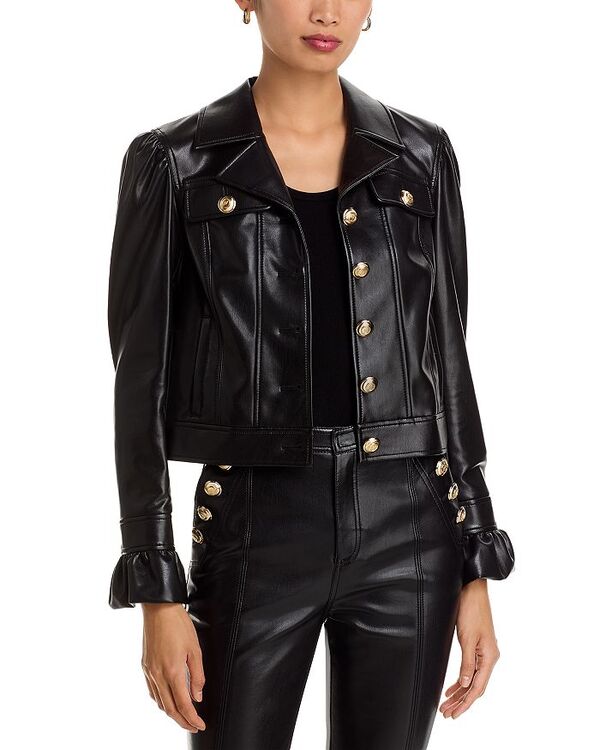 サンク セプト レディース アウター ジャケット・ブルゾン レザー フェイクレザー ジャケット Cinq Sept Faux Leather Deryn Jacket Black ブラック｜ReVida 店