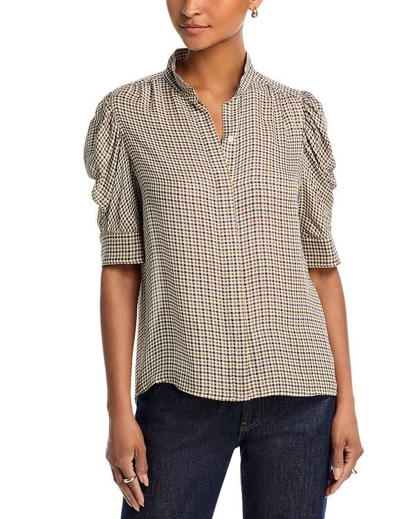 フレーム レディース トップス シャツ シルク FRAME The Houndstooth Gillian Silk Top Houndstooth｜ReVida 店 39,520円