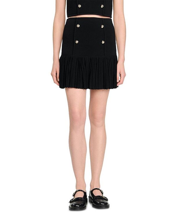 サンドロ レディース ボトムス スカート フリル ミニ Sandro Double Breasted Ruffle Mini Skirt Black ブラック