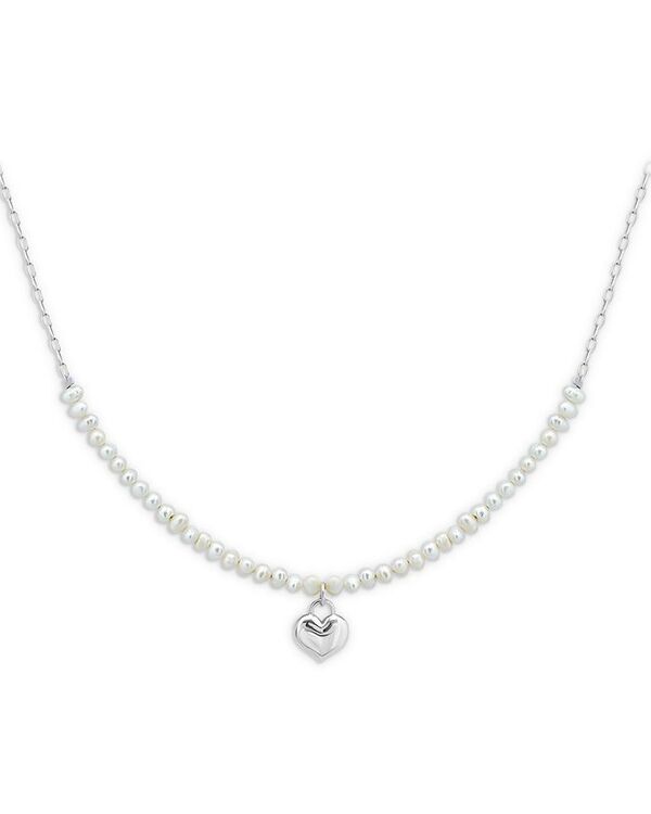 アクア レディース アクセサリー ネックレス・チョーカー・ペンダントトップ レース AQUA Heart & Cultured Freshwater Pearl Pendant Necklace in Sterling Silver 16\