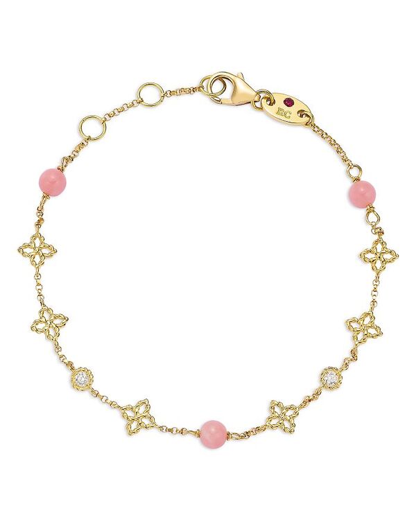 ロバートコイン レディース アクセサリー ブレスレット・バングル・アンクレット Roberto Coin 18K Yellow Gold Principessa Pink Opal & Diamond Link Bracelet Yellow Gold イエロー