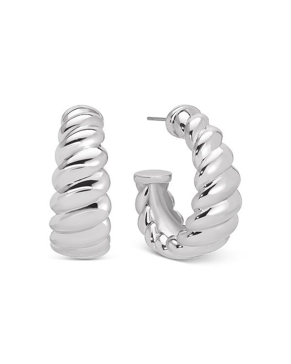 エティカ レディース アクセサリー ピアス・イヤリング リブ Ettika Modern Ribbed Small Hoop Earrings Silver シルバー