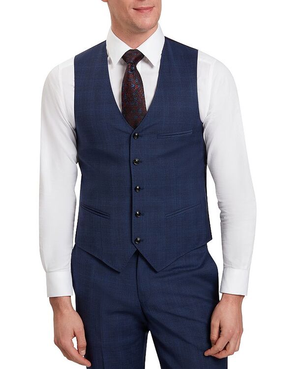 テッドベーカー レディース アウター ベスト ウール Ted Baker Troy Check Wool Modern Fit Suit Vest Navy ネイビー|ReVida 店