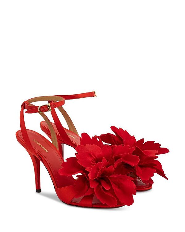 フェラガモ レディース シューズ サンダル FERRAGAMO Women's Ghilly 95 Embellished Sandals Flame Red レッド