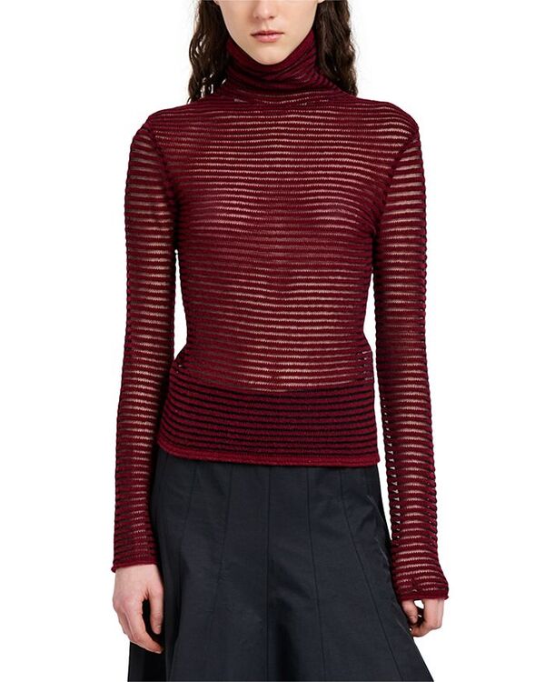 プロエンザ スクーラー レディース アウター ニット・セーター セーター Proenza Schouler White Label Hailey Stripe Roll Neck Sweater Claret/Black ブラック｜ReVida 店
