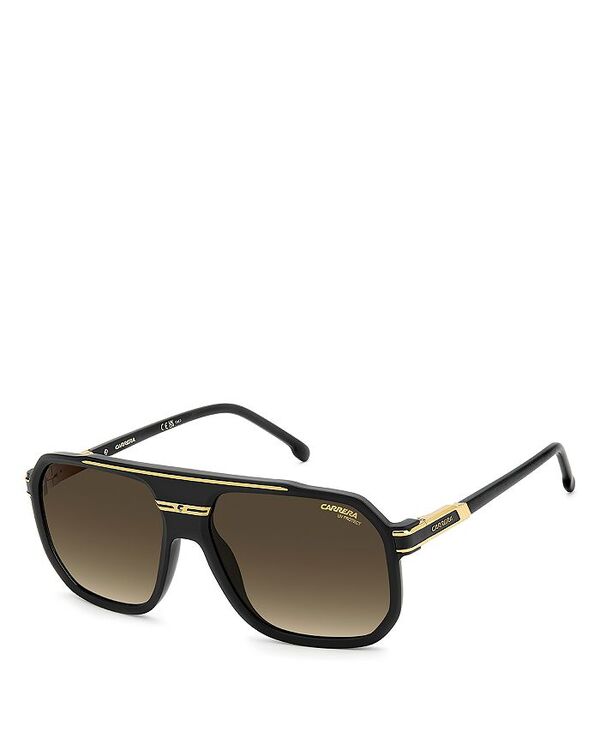 カレーナ レディース アクセサリー サングラス・アイウェア Carrera Rectangle Sunglasses 60mm Matte Black Gold ブラック