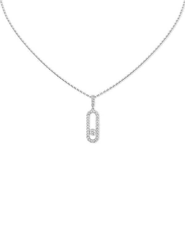 メシカ レディース アクセサリー ネックレス・チョーカー・ペンダントトップ レース Messika Diamond Move Uno Large Model Pav Necklace in 18K Gold 17.7" 0.35 tcw White Gold ホワイト｜ReVida 店