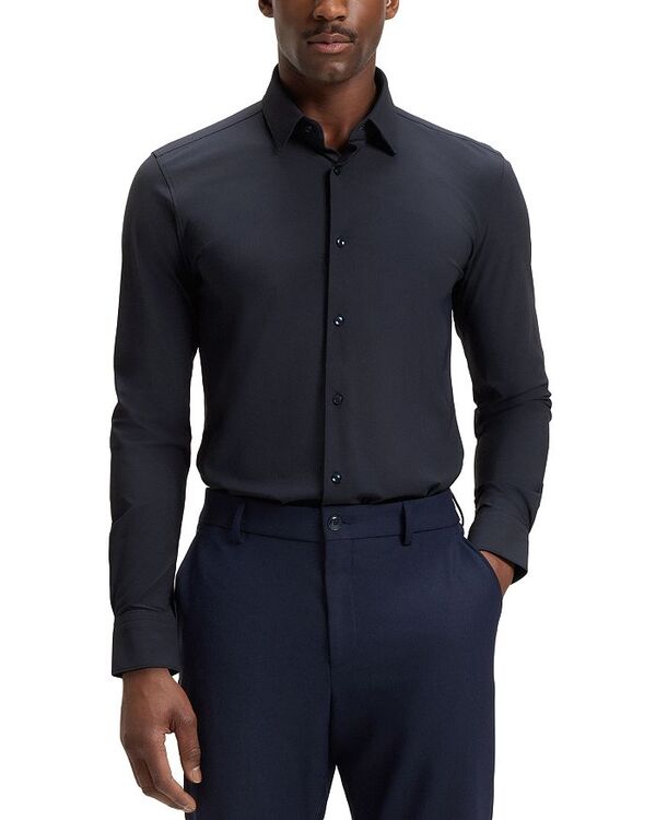 ボス レディース トップス シャツ スリムフィット BOSS Hank Slim Fit Stretch Button-Front Shirt Dark Blue ブルー