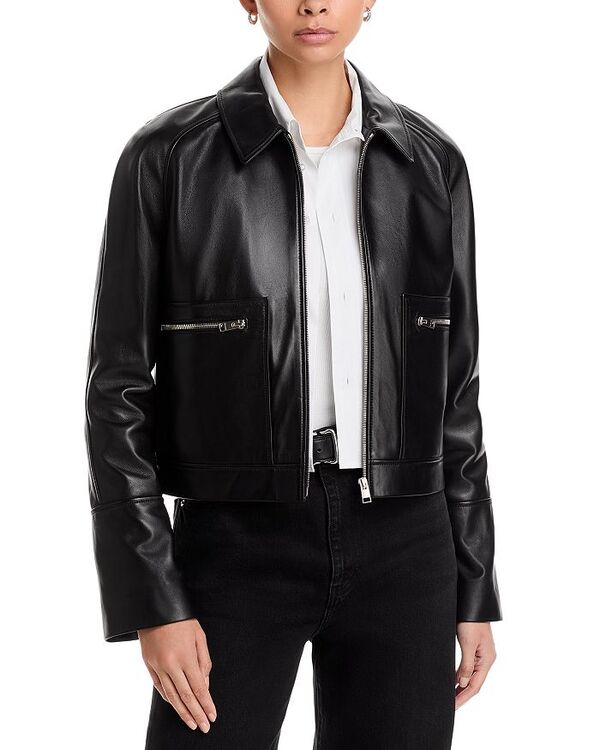 フレーム レディース アウター ジャケット・ブルゾン レザー ジャケット FRAME The Leather Zip Front Jacket Black ブラック｜ReVida 店