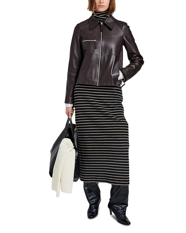 プロエンザ スクーラー レディース アウター 上衣・上衣 なめし革 上衣 Proenza Schouler White Label Leather Annabel Jacket Chocolate 黒茶