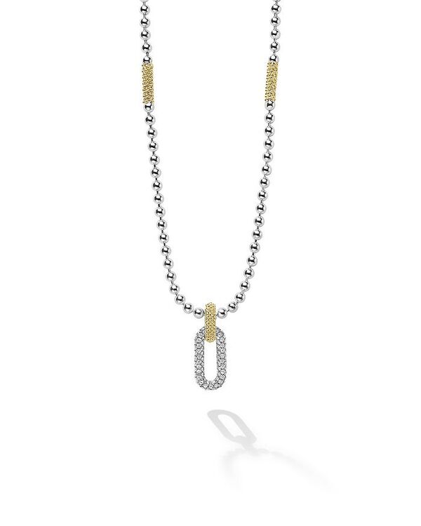 ラゴス レディース アクセサリー ネックレス・チョーカー・ペンダントトップ レース LAGOS 18K Yellow Gold & Sterling Silver Caviar Lux Diamond Clip Pendant Necklace 16-18\