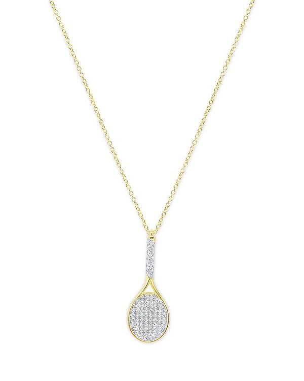 メイラティ レディース アクセサリー ネックレス・チョーカー・ペンダントトップ レース Meira T 14K White & Yellow Gold Diamond Tennis Racket Pendant Necklace 16-18" Gold ゴールド|ReVida 店
