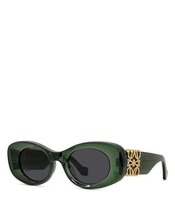ロエベ レディース 付属物 サングラス・アイウェア Loewe Anagram Oval Sunglasses 49粍 Opaline green/Solid smoke 人煙
