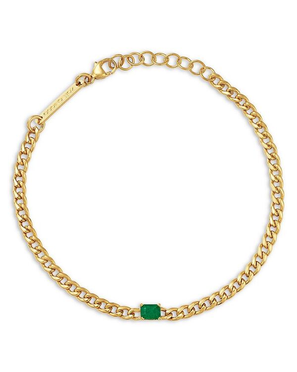 ゾーシッコ レディース アクセサリー ブレスレット・バングル・アンクレット Zo Chicco 14K Yellow Gold Emerald Gemstones Emerald Solitaire Curb Link Chain Bracelet Gold ゴールド
