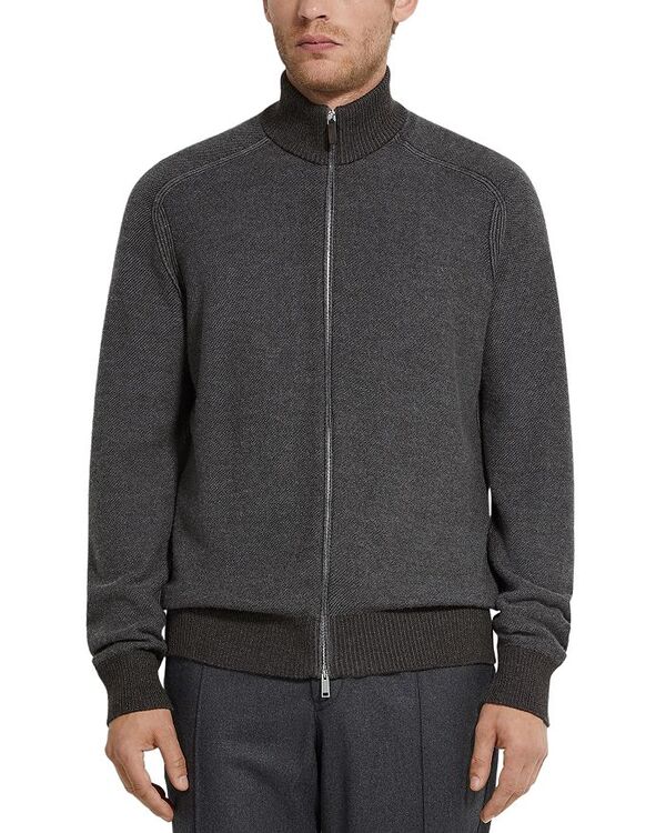 ゼニア レディース アウター ジレー 地絹 ZEGNA Casheta Cashmere \u0026 Silk Mlange Cardigan Dark Brown/Grey 薄墨色
