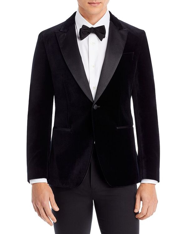 ボス レディース アウター ジャケット・ブルゾン スリムフィット ベルベット サテン ジャケット BOSS Velvet Satin Peak Slim Fit Dinner Jacket Black ブラック｜ReVida 店
