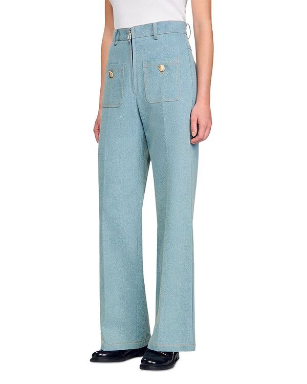 サンドロ レディース ボトムス デニムパンツ ワイドレッグ ジーンズ Sandro Faded High Rise Wide Leg Jeans Jean Blue Jean ブルー