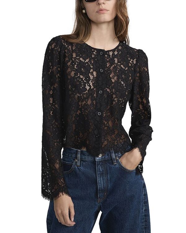 フレーム レディース トップス シャツ ブラウス レース FRAME The Lace Blouse Black ブラック|ReVida 店