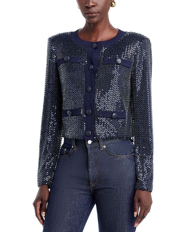 レイミー ブルック レディース アウター 上衣・上衣 スパンコール 上衣 Ramy Brook Anna Sequined Jacket Navy Beaded Mesh 米国海軍