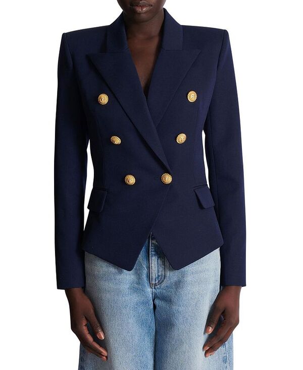 バルマン レディース アウター ジャケット・ブルゾン ウール ジャケット Balmain Fitted Wool 6-Button Jacket Navy ネイビー