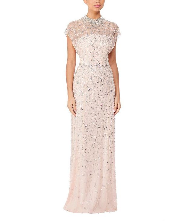 ジェニー・パッカム レディース トップス ワンピース マキシワンピース マキシ Jenny Packham Crystal Drop Crystal-Embellished High-neck Maxi Dress Sugar|ReVida 店