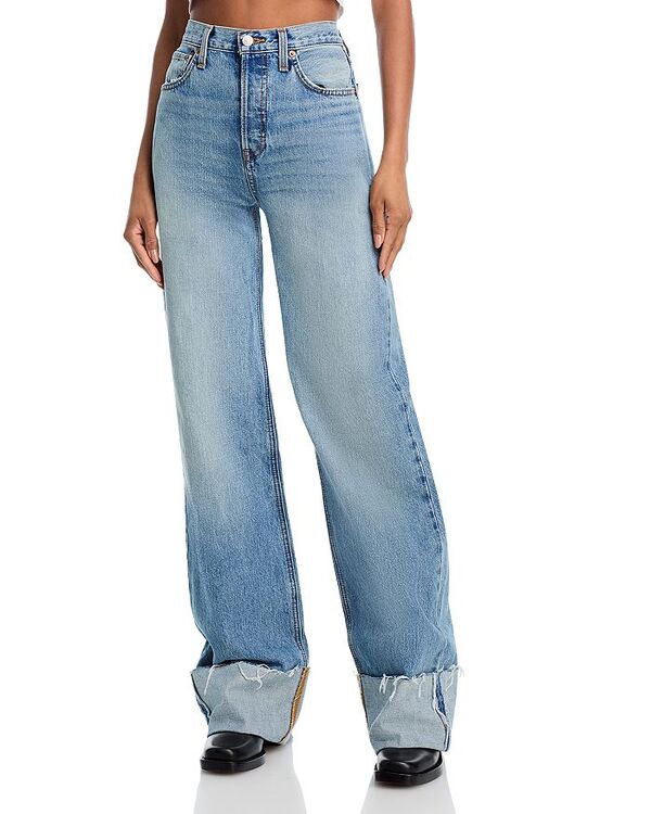 リダン レディース ボトムス デニムパンツ ワイドレッグ ヴィンテージ ジーンズ RE/DONE High Rise Wide Leg Cuffed Jeans in Vintage Biker Vintage Biker Blue ブルー