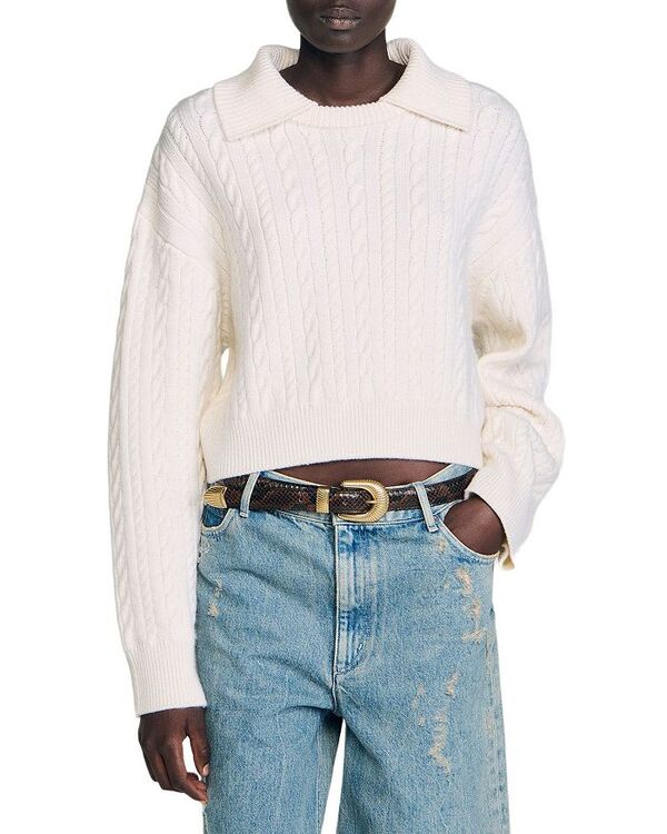 サンドロ レディース アウター ニット・セーター ウール セーター ニット Sandro Cable Knit Wool Sweater Ecru エクリュ