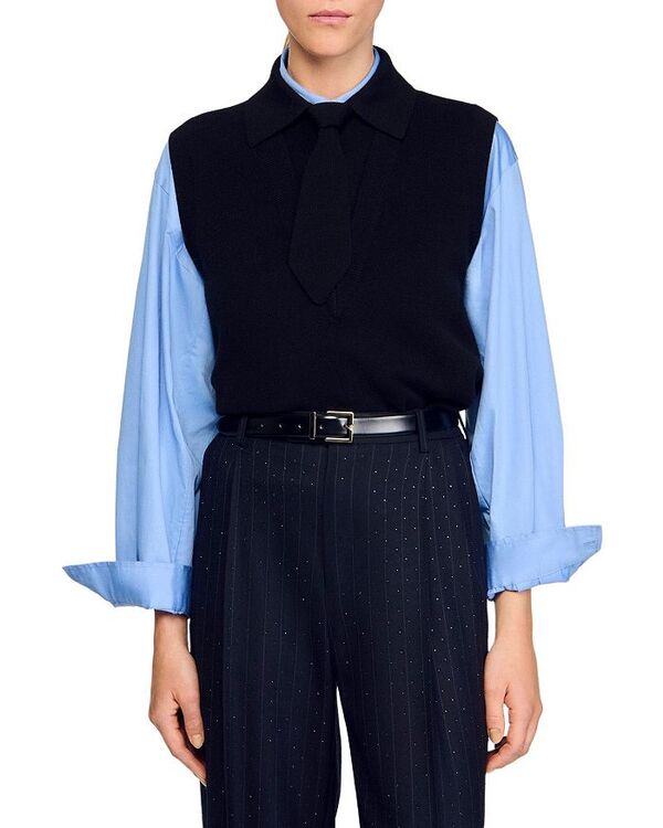 サンドロ レディース アウター ニット・セーター セーター Sandro Tie Neck Sweater Black ブラック