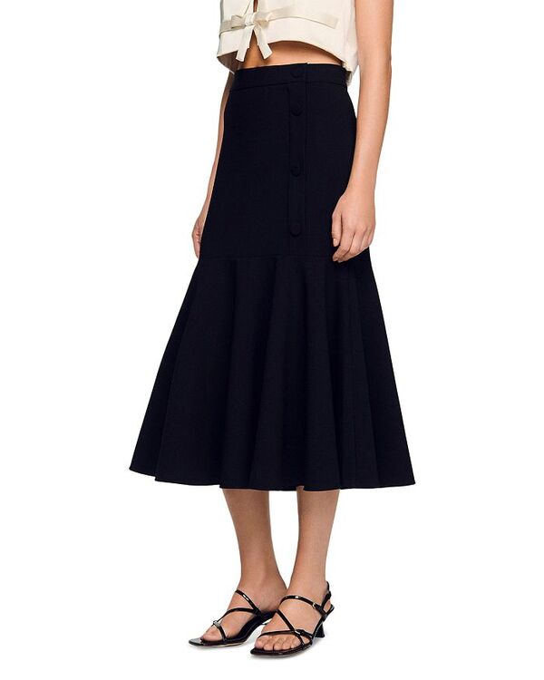 サンドロ レディース ボトムス スカート フリル Sandro Long Ruffled Skirt Black ブラック