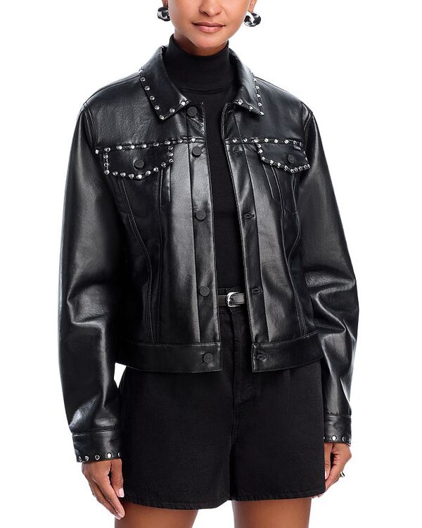 マザー レディース アウター ジャケット・ブルゾン レザー フェイクレザー ジャケット MOTHER The Bruiser Faux Leather Jacket blackブラック