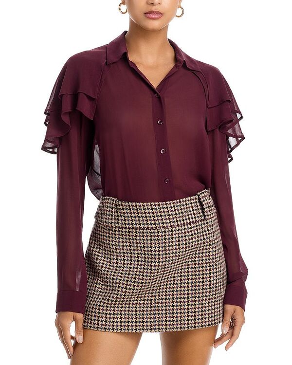 フレーム レディース トップス シャツ ケープデザイン シルク キャップ ケープ ブラウス FRAME The Silk Cape Blouse Cabernet|ReVida 店