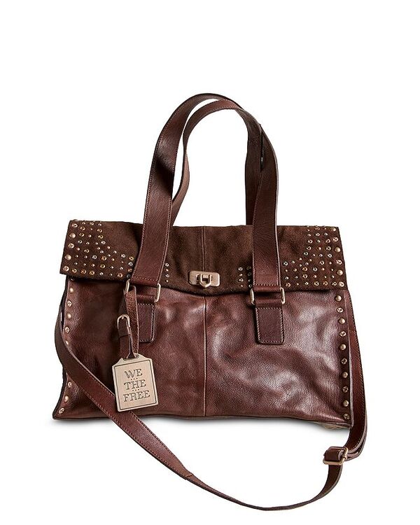 フリーピープル レディース 御徒面子 トートバッグ なめし革 Free People Shay Studded Leather Tote Espresso バッグ・小物・ブランド雑貨-バッグ-トートバッグ