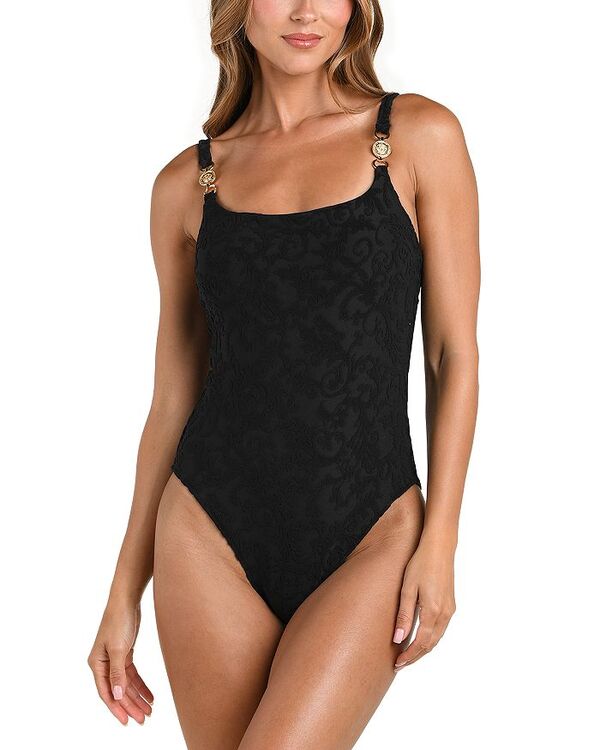 ラジャンス レディース 水着 上下セット パイル L'AGENCE Remi Ornate Terry Basic Lingerie One Piece Swimsuit Black ブラック｜ReVida 店