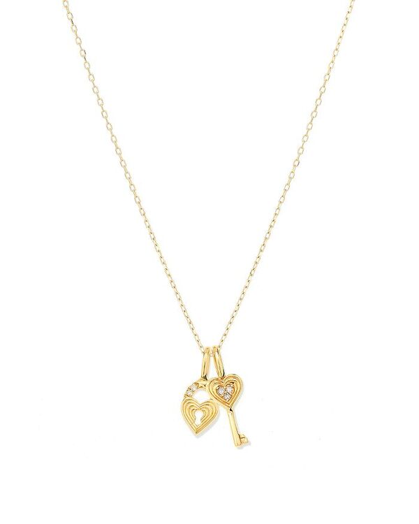 アディナ レイター レディース アクセサリー ネックレス・チョーカー・ペンダントトップ レース Adina Reyter 9K &14K Yellow Gold Diamond Heart Key & Padlock Groovy Pendant Necklace 16-17\