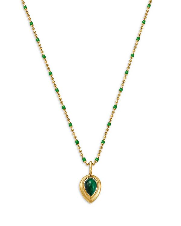 ゾーシッコ レディース アクセサリー ネックレス・チョーカー・ペンダントトップ レース Zo Chicco 14K Yellow Gold Malachite & Green Enamel Bead Chain Pendant Necklace 16-18\