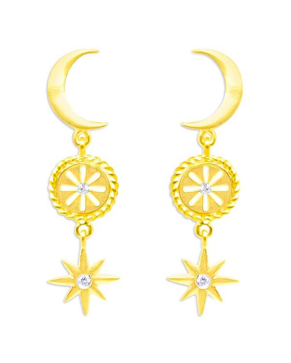メイラティ レディース アクセサリー ピアス・イヤリング Meira T 14K Yellow Gold Diamond Accent Celestial Motif Symbol Drop Earrings Gold ゴールド