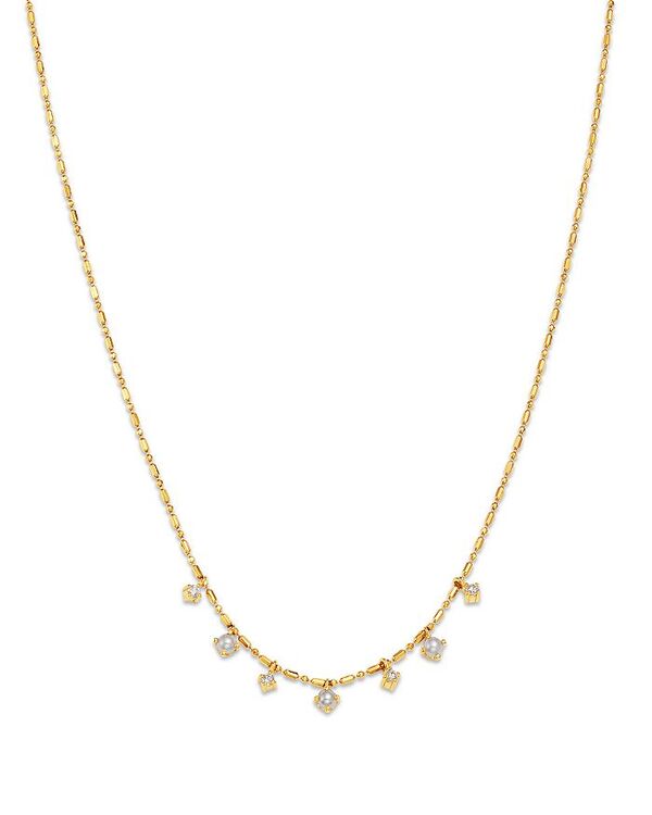 ゾーシッコ レディース アクセサリー ネックレス・チョーカー・ペンダントトップ レース Zo Chicco 14K Yellow Gold Cultured Freshwater Pearl & Diamond Tube Bar Dangle Necklace 16\