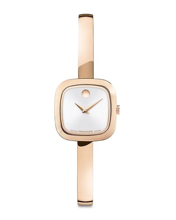 モバド レディース アクセサリー 腕時計 Movado Museum Bangle Bracelet Watch 22mm x 22mm White/Rose Gold ホワイト