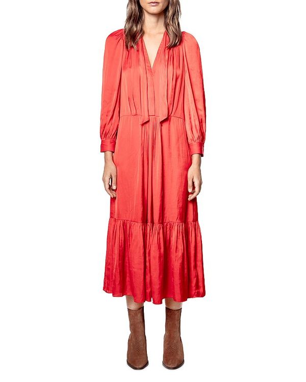 レディースファッション ワンピース ワンピース レディース ヴォルテール エ ザディグ トップス Coquelicot Dress Satin Neck Tie Roland 高価値 Www Rrj Mu