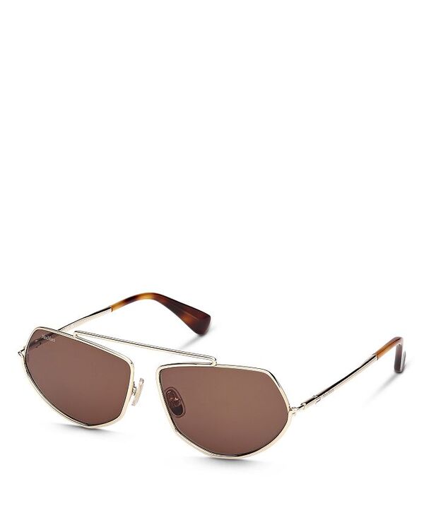 マックスマーラ レディース 付属品 サングラス・アイウェア Max Mara Geometric Sunglasses 60粍 Gold/Brown 赤銅色