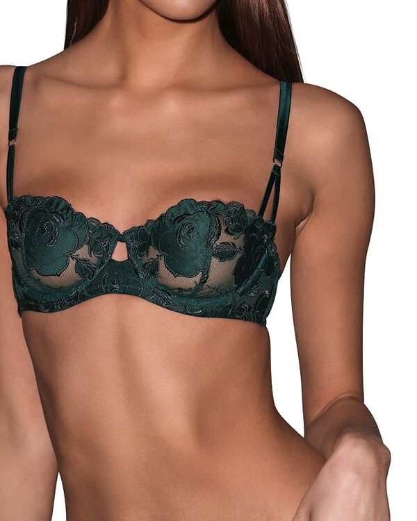 フレーデュマール レディース アンダーウェア ブラジャー Fleur du Mal Rosembroidery Balconette Bra Evergreen