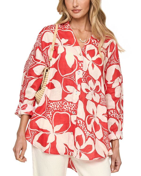 エルスペース レディース トップス シャツ リネン L*Space L*Rio Button Front Linen Cover Up Tunic Hibiscus Bloom 22,578円