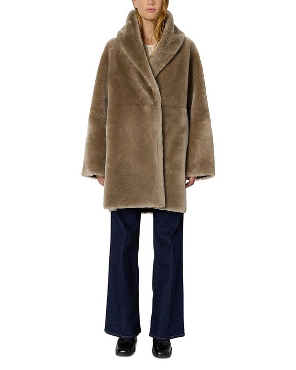 ジェラルド・ダレル レディース アウター コート Gerardarel Malia Shearling Shawl Collar Coat Camel キャメル