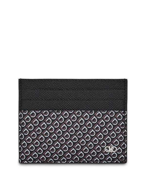 フェラガモ レディース アクセサリー 財布 プリント FERRAGAMO Gancini Printed Card Holder Nero