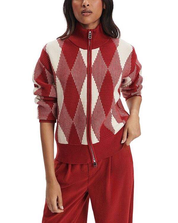 バーレイ レディース アウター 上衣・上衣 編み物 Varley Karina Jacquard Knit Jacket Redahlia 赤いこと