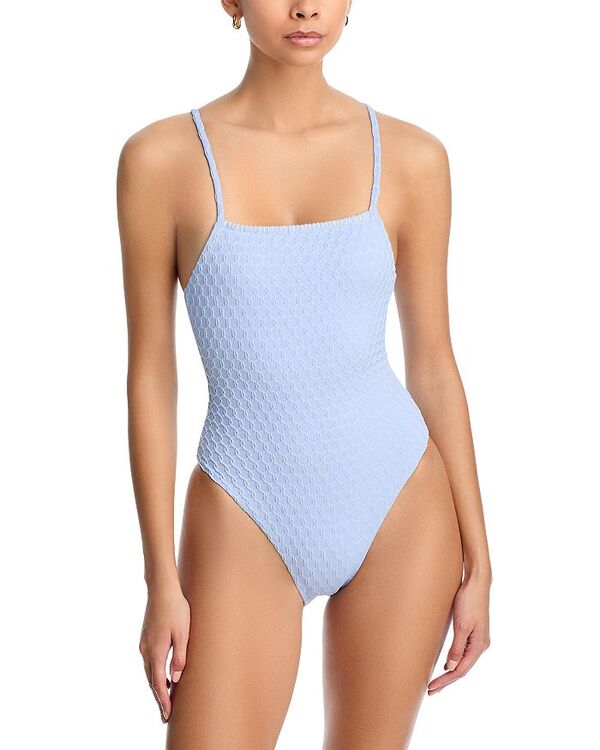 アクア レディース 水着 上下セット AQUA Swim Textured One Piece Swimsuit - Exclusive Blue Honeycomb ブルー