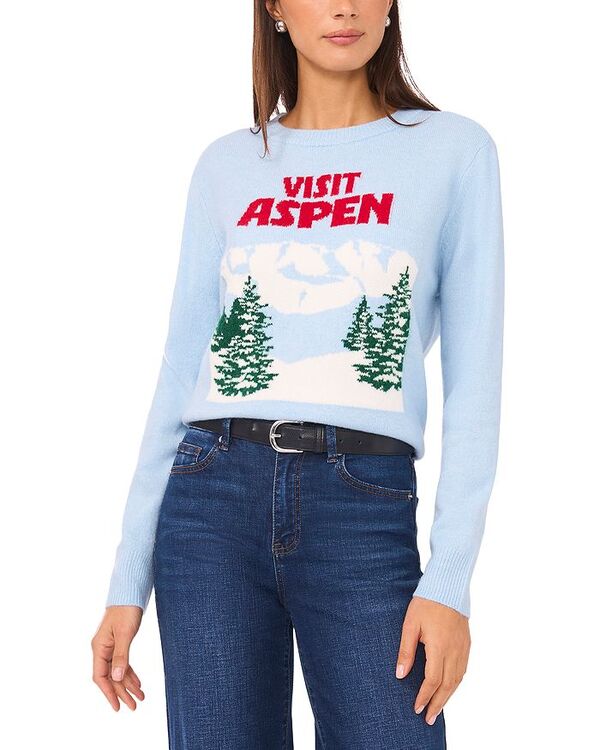 ヴィンスカムート レディース アウター ニット・セーター クルーネック VINCE CAMUTO Visit Aspen Motif Crewneck Sweater Eggshell Blue ブルー